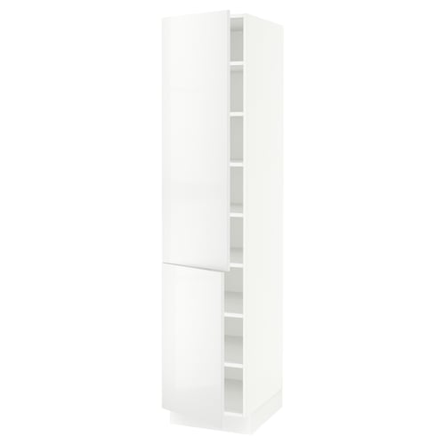 SEKTION Armoire haute + tablette/2ptes, blanc/Ringhult blanc, 18x24x80 "
