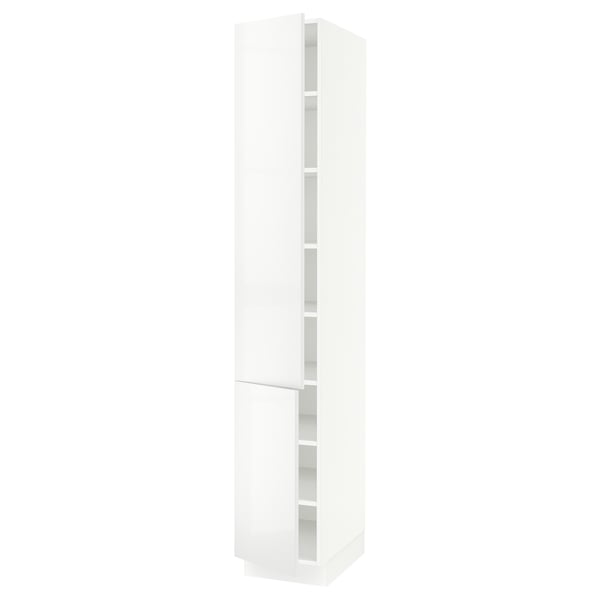 SEKTION Armoire haute + tablette/2ptes, blanc/Ringhult blanc, 15x24x90 "