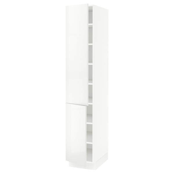 SEKTION Armoire haute + tablette/2ptes, blanc/Ringhult blanc, 15x24x80 "