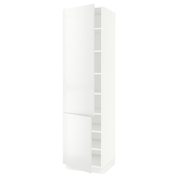 SEKTION Armoire haute + tablette/2ptes, blanc/Ringhult blanc, 24x24x90 "