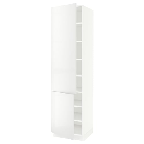 SEKTION Armoire haute + tablette/2ptes, blanc/Ringhult blanc, 24x24x90 "
