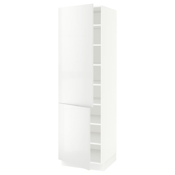 SEKTION Armoire haute + tablette/2ptes, blanc/Ringhult blanc, 24x24x80 "