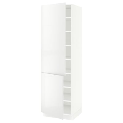 SEKTION Armoire haute + tablette/2ptes, blanc/Ringhult blanc, 24x24x80 "