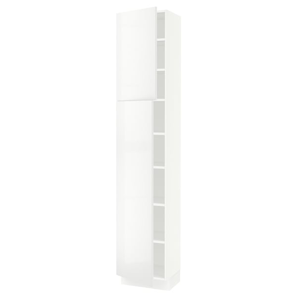 SEKTION Armoire haute + tablette/2ptes, blanc/Ringhult blanc, 18x15x90 "