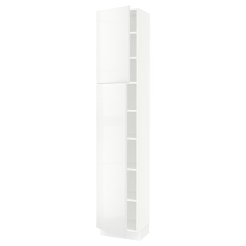 SEKTION Armoire haute + tablette/2ptes, blanc/Ringhult blanc, 18x15x90 "