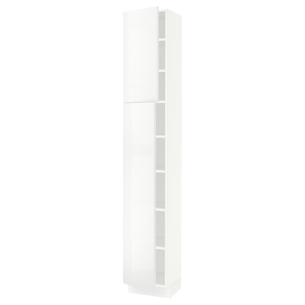 SEKTION Armoire haute + tablette/2ptes, blanc/Ringhult blanc, 15x15x90 "