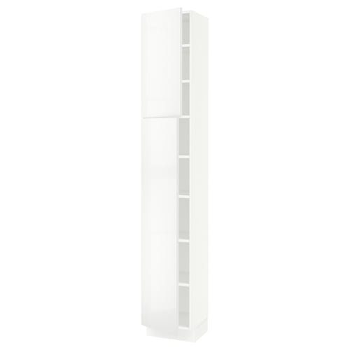 SEKTION Armoire haute + tablette/2ptes, blanc/Ringhult blanc, 15x15x90 "