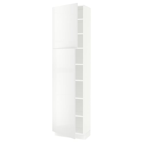 SEKTION Armoire haute + tablette/2ptes, blanc/Ringhult blanc, 24x15x90 "
