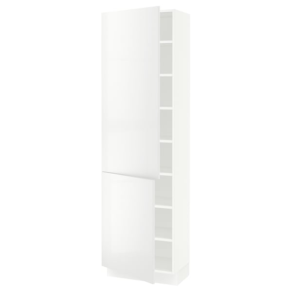 SEKTION Armoire haute + tablette/2ptes, blanc/Ringhult blanc, 24x15x80 "