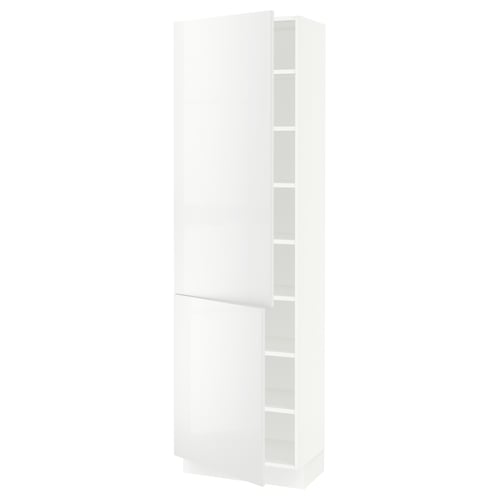SEKTION Armoire haute + tablette/2ptes, blanc/Ringhult blanc, 24x15x80 "