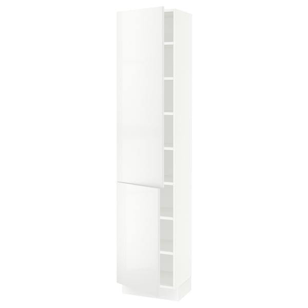 SEKTION Armoire haute + tablette/2ptes, blanc/Ringhult blanc, 18x15x80 "