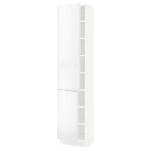 SEKTION Armoire haute + tablette/2ptes, blanc/Ringhult blanc, 18x15x80 "