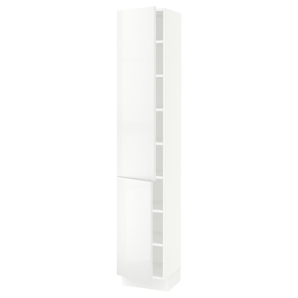SEKTION Armoire haute + tablette/2ptes, blanc/Ringhult blanc, 15x15x80 "