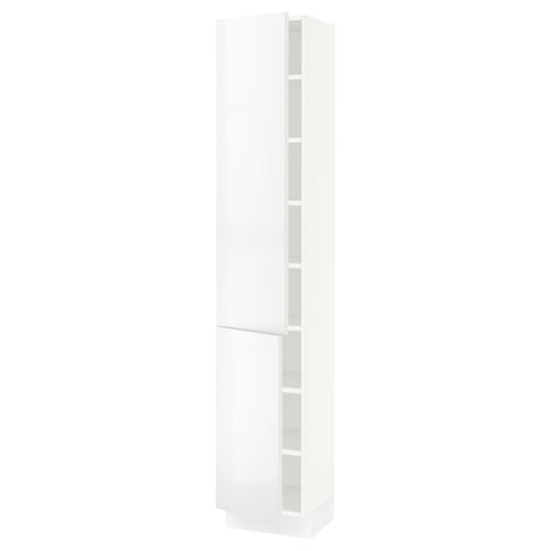 SEKTION Armoire haute + tablette/2ptes, blanc/Ringhult blanc, 15x15x80 "