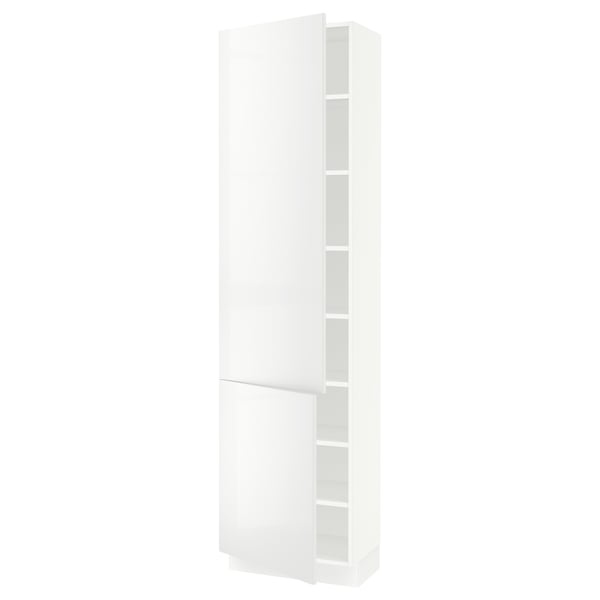 SEKTION Armoire haute + tablette/2ptes, blanc/Ringhult blanc, 24x15x90 "