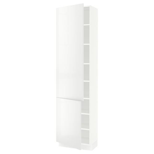 SEKTION Armoire haute + tablette/2ptes, blanc/Ringhult blanc, 24x15x90 "