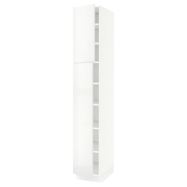 SEKTION Armoire haute + tablette/2ptes, blanc/Ringhult blanc, 15x24x90 "