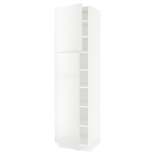 SEKTION Armoire haute + tablette/2ptes, blanc/Ringhult blanc, 24x24x90 "