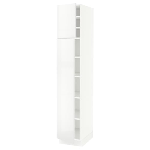 SEKTION Armoire haute + tablette/2ptes, blanc/Ringhult blanc, 15x24x80 "