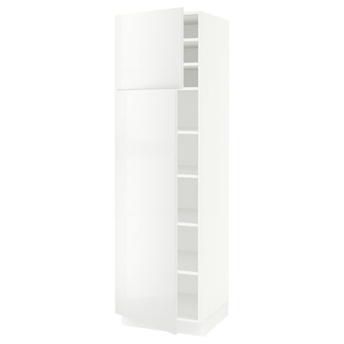 SEKTION Armoire haute + tablette/2ptes, blanc/Ringhult blanc, 24x24x80 "