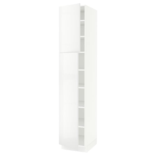 SEKTION Armoire haute + tablette/2ptes, blanc/Ringhult blanc, 18x24x90 "