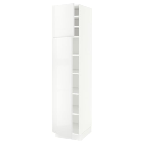 SEKTION Armoire haute + tablette/2ptes, blanc/Ringhult blanc, 18x24x80 "