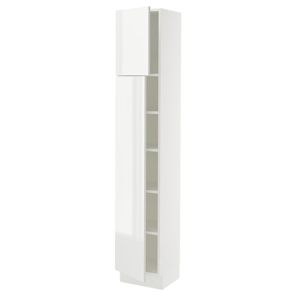 SEKTION Armoire haute + tablette/2ptes, blanc/Ringhult blanc, 15x15x80 "