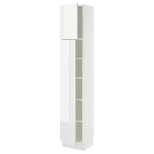 SEKTION Armoire haute + tablette/2ptes, blanc/Ringhult blanc, 15x15x80 "