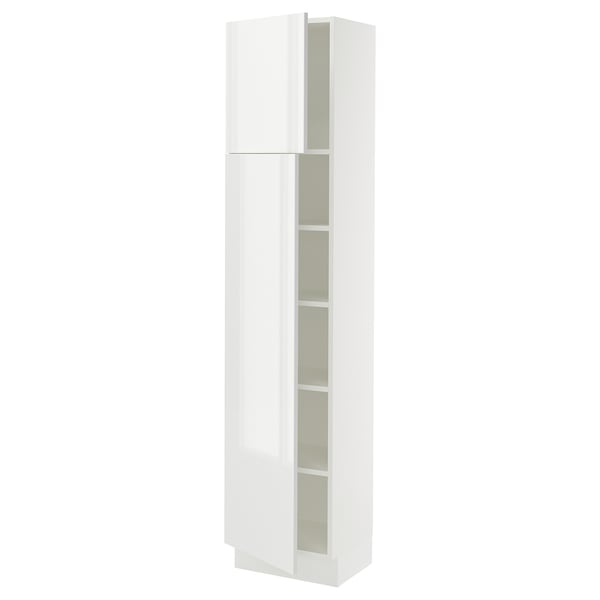 SEKTION Armoire haute + tablette/2ptes, blanc/Ringhult blanc, 18x15x80 "