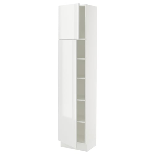SEKTION Armoire haute + tablette/2ptes, blanc/Ringhult blanc, 18x15x80 "