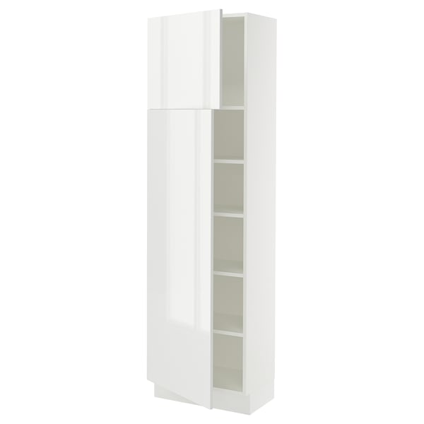 SEKTION Armoire haute + tablette/2ptes, blanc/Ringhult blanc, 24x15x80 "