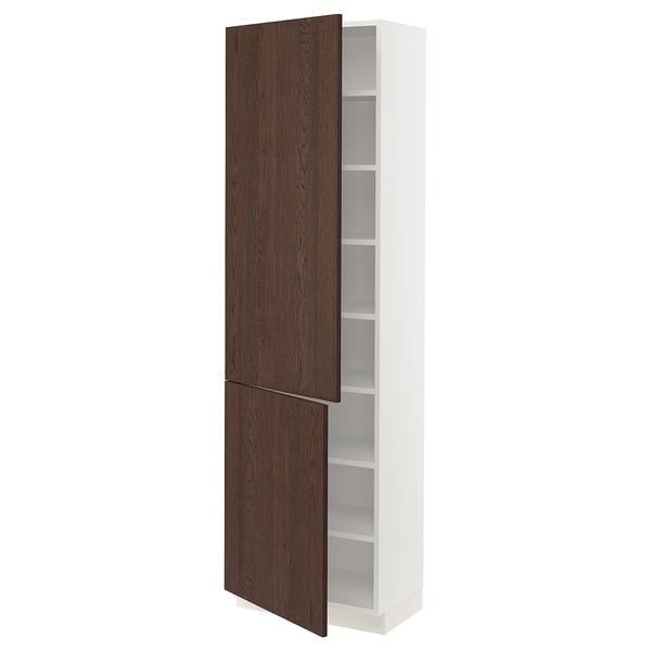 SEKTION Armoire haute + tablette/2ptes, blanc/Sinarp brun, 24x15x80 "