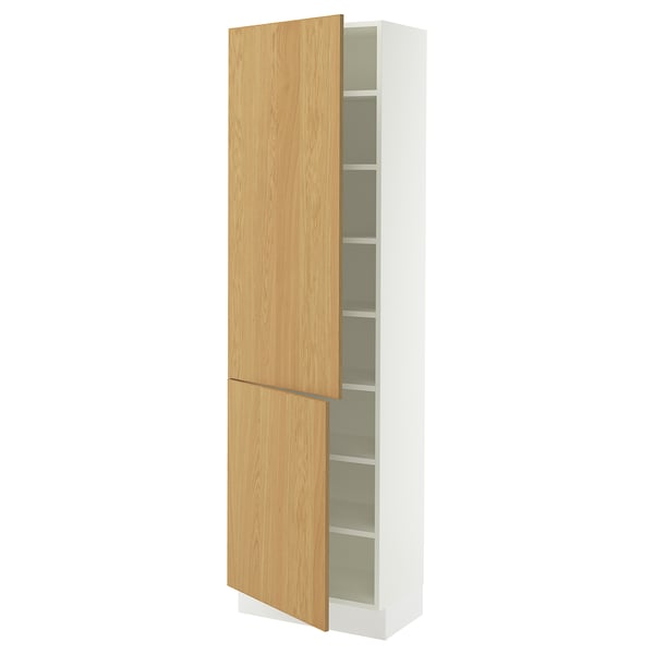 SEKTION Armoire haute + tablette/2ptes, blanc/Sinarp chêne plaqué, 24x15x80 "