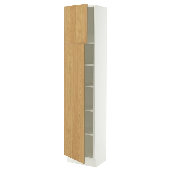 SEKTION Armoire haute + tablette/2ptes, blanc/Sinarp chêne plaqué, 18x15x80 "