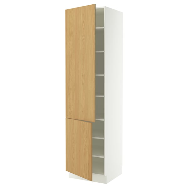 SEKTION Armoire haute + tablette/2ptes, blanc/Sinarp chêne plaqué, 24x24x90 "