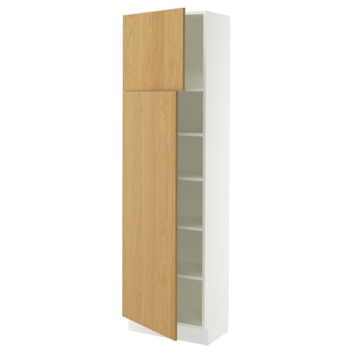 SEKTION Armoire haute + tablette/2ptes, blanc/Sinarp chêne plaqué, 24x15x80 "
