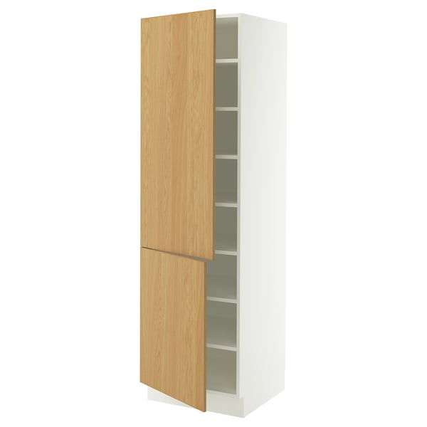 SEKTION Armoire haute + tablette/2ptes, blanc/Sinarp chêne plaqué, 24x24x80 "