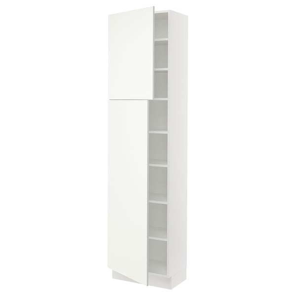 SEKTION Armoire haute + tablette/2ptes, blanc/Vallstena blanc, 24x15x90 "