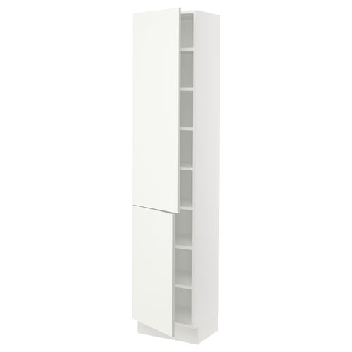 SEKTION Armoire haute + tablette/2ptes, blanc/Vallstena blanc, 18x15x80 "