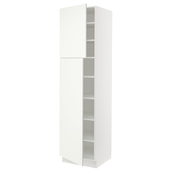 SEKTION Armoire haute + tablette/2ptes, blanc/Vallstena blanc, 24x24x90 "