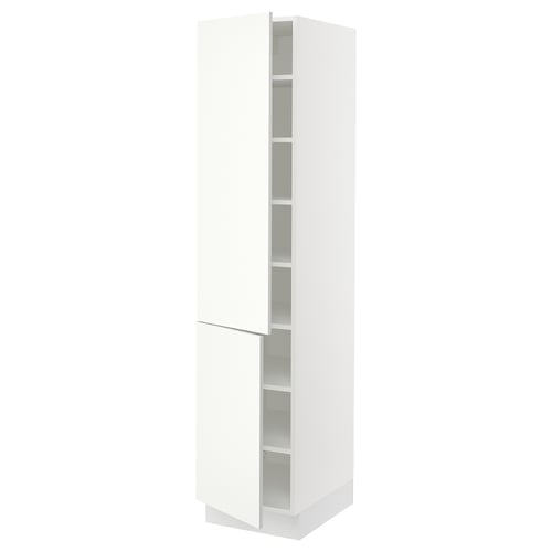 SEKTION Armoire haute + tablette/2ptes, blanc/Vallstena blanc, 18x24x80 "