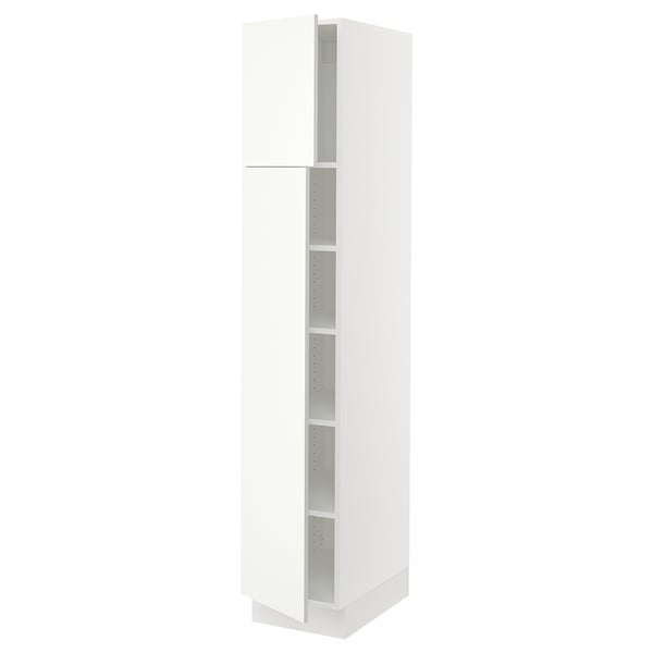 SEKTION Armoire haute + tablette/2ptes, blanc/Vallstena blanc, 15x24x80 "