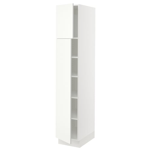 SEKTION Armoire haute + tablette/2ptes, blanc/Vallstena blanc, 15x24x80 "