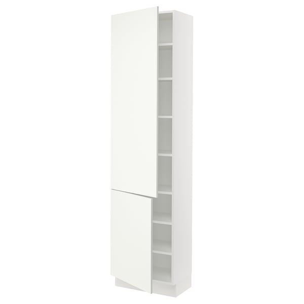SEKTION Armoire haute + tablette/2ptes, blanc/Vallstena blanc, 24x15x90 "