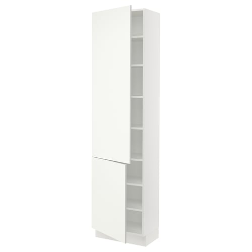 SEKTION Armoire haute + tablette/2ptes, blanc/Vallstena blanc, 24x15x90 "