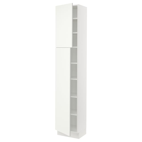 SEKTION Armoire haute + tablette/2ptes, blanc/Vallstena blanc, 18x15x90 "