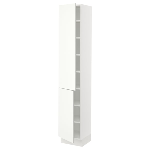 SEKTION Armoire haute + tablette/2ptes, blanc/Vallstena blanc, 15x15x80 "