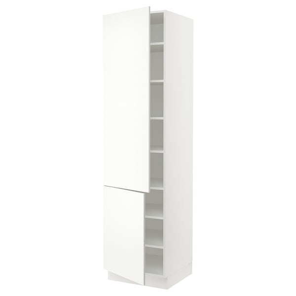SEKTION Armoire haute + tablette/2ptes, blanc/Vallstena blanc, 24x24x90 "