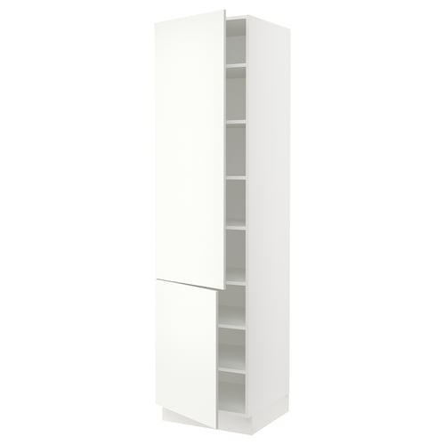 SEKTION Armoire haute + tablette/2ptes, blanc/Vallstena blanc, 24x24x90 "