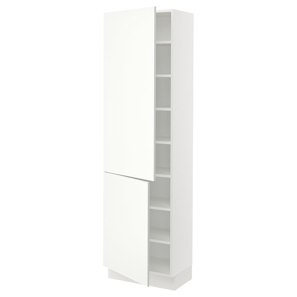 SEKTION Armoire haute + tablette/2ptes, blanc/Vallstena blanc, 24x15x80 "